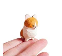 TESGADGETS Handcrafted Wooden Corgi Figurine - Small Dog Statue from Natural Wood - Cute Decor Figure - Gift for Dog Lovers and Collectors