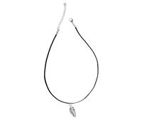 TESH34 Small Feather silver tone design on a 18" Black Cord Necklace Jewellery Gift Handmade