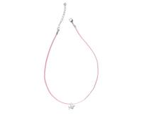 TESH55 Small Dachshund silver tone design on a 18" Pink Cord Necklace