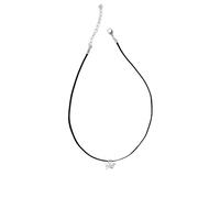 TESH55 Small Dachshund silver tone design on a ** 21" ** Black Cord Necklace