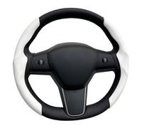 Tesheer Steering Wheel Cover, Alcantara Material for Tesla Model 3/Y, Anti-Slip Sweat-Absorbing Breathable, 14.0 inches Diameter, White