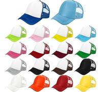 TESIN 18 Pack Sublimation Blank Trucker Caps - Plain Mesh Baseball Hats Bulk for DIY Custom Heat Transfer - Adjustable Snapback Sun Caps for Men & Women, Group Events & Promotional Use