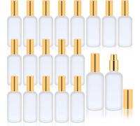 TESIN 20 Pcs Glass Spray Bottle 100 ml Frosted Clear Empty Bottles Small Refillable Reusable Glass Perfume Bottle with Fine Mist Sprayer Pump for Essential Oil Face Body Sprays Travel