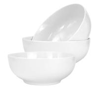 TESIN 3 Pcs Large Salad Bowl, 1700ML Porcelain Big White Serving Bowl Cereal Bowl, 20 cm Ceramic Solid Pho Soup Bowl Serving Dishes Breakfast Bowl