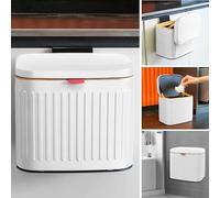 TESIN 4L Hanging Kitchen Compost Bin with Lid and Removable Inner Bucket | 1.05 Gallon Hanging Cabinet Door Food Waste Caddy for Under Sink, Wall or Countertop, White