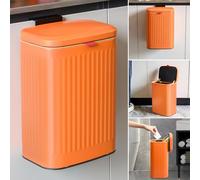 TESIN 8L Hanging Kitchen Compost Bin with Lid and Removable Inner Bucket | 2.1 Gallon Hanging Cabinet Door Food Waste Caddy for Under Sink, Wall or Countertop, Orange