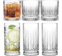 TESIN Crystal Drinking Glasses, Set of 6 Durable Glass Cups-3 Highball Glasses 15oz & 3 Rocks Glasses 12oz, Mojito Cups, Cocktail Glass, Bar Glassware Set for Cocktail, Beer, Whiskey