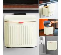 TESIN Hanging Kitchen Compost Bin 4 Liter/1.05 Gallon, Small Trash Can with Detachable Inner Bucket for Cupboard/Countertop/Bathroom/Camping/Office/Camping (Milky White-4 Liter)