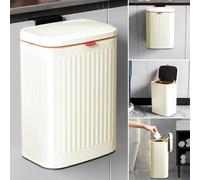 TESIN Hanging Kitchen Compost Bin 8 Liter/2.1 Gallon, Small Trash Can with Detachable Inner Bucket for Cupboard/Countertop/Bathroom/Camping/Office/Camping (Milky White, 8 Liter)