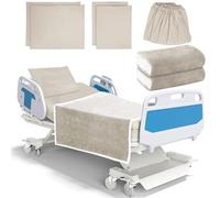 TESIN Hospital Bed Sheets Set, 8 Pcs Soft Knitted Standard Sheets Quality, Include Fitted Sheet, Pillow Case, Quilt Cover, Blanket (Camel)