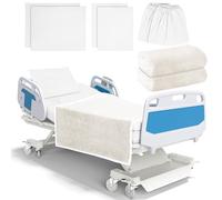 TESIN Hospital Bed Sheets Set, 8 Pcs Soft Knitted Standard Sheets Quality, Include Fitted Sheet, Pillow Case, Quilt Cover, Blanket (White)