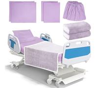 TESIN Hospital Bed Sheets Set, 8 Pcs Soft Knitted Standard Sheets Quality, Include Fitted Sheet, Pillow Case, Flat Sheet, Blanket (Purple)