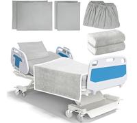 TESIN Hospital Bed Sheets Set, 8 Pcs Soft Knitted Standard Sheets Quality, Include Fitted Sheet, Pillow Case, Quilt Cover, Blanket (Gray)