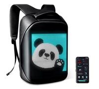 Tesinll Led Backpack with Programmable & Full Color Screen, Birthday Gift for Men/Women, Motorcycle Backpack, Waterproof Shoulder Travel Backpack, Laptop Backpack 15.6 Inch (Black)