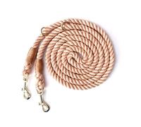 Tesitehi Multifunctional Rope Dog Leash 7.5 FT with Adjustable Double Swivel Hook Hands Free for Small Medium and Large Dogs Running Hiking Camping Walking (Linen Brown)