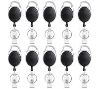 Teskyer 10 Pack Badge Holders, Retractable Badge Reel with Carabiner Belt Clip and Key Ring for ID Card Name Holder and Keychain