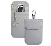 Teskyer 2 Pack Faraday Pouch for Car Keys, Keyless Car Key Signal Blocker Pouch, Rfid Key Pouch, Light Grey