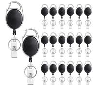 Teskyer 20 Pack Retractable Badge Holder with Carabiner, Belt Clip and Key Ring for ID Card Holder and Key Ring