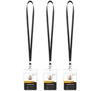 Teskyer 3 Pcs Black Lanyard with Card Holder, ID Badge Holder, Transparent, Waterproof, Plastic, Soft, with Resealable Zipper, Black