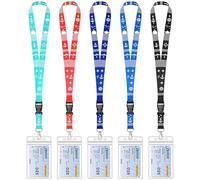 Teskyer 5 Pack Cruise Lanyard with Waterproof ID Badge Holders for Ship Key Cards, Cruise Essentials for Royal Caribbean, Carniva, Princess (Mix)