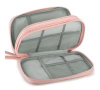 Teskyer Cable Organiser Bag, Portable Double Layer Travel Tech Pouch, Electronics Accessories Organiser Bag for Travel Essentials, Pink