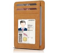 Teskyer Men Card Holder Wallet, Slim Credit Card Wallets, Minimalist, RFID Blocking, 1 ID Window, Holds up to 8 Cards, Suede Light Brown