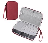 Teskyer Travel Cable Organiser Bag - Hardshell, Waterproof & Crush-Resistant, Large Capacity, Portable, Travel Essentials for Men and Women, 14 x 22 x 6.5 cm, Wine Red