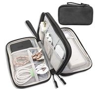 Teskyer Travel Cable Organiser Bag, Travel Essential, Black | Waterproof, Travel Electronics Organizer, Travel Accessories, Holiday Essentials for Men Women, 21.6 x 12.7 x 4.9 cm