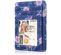Teskyer Women Card Holder Wallet, Slim Credit Card Wallets, Minimalist, RFID Blocking, 1 ID Window, Holds up to 8 Cards, Cherry Blossom
