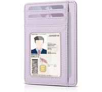 Teskyer Women Card Holder Wallet, Slim Credit Card Wallets, Minimalist, RFID Blocking, 1 ID Window, Holds up to 8 Cards, Light Purple