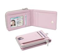 Teskyer Women Card Wallet - RFID Blocking, Holds up to 10 Cards, 2 ID Window, 1 Banknote Compartments, 1 Coin Pocket with Zip, Minimalist, Faux Leather, Light Purple