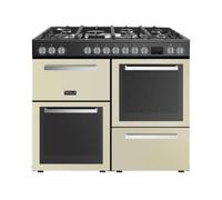 Tesla Dual Fuel Cooker - Freestanding Cream, A/A/A Energy, 7-Burner Gas Hob, 100cm Double Cavity, 62L & 62L Ovens, Easy Clean Enamel, LED Timer, (T100MCDFRCC)