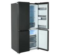 TESLA 4 Door Fridge Freezer - 230L Fridge / 101L Freezer Capacity, Freestanding, E Energy, Total No Frost, Non plumbed, Multi Airflow Cooling, Reversible Doors & LED Lighting (Black)