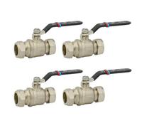 Tesla 4 X Ball Valve 22mm Full Bore Black Lever Compression Bvl22B (Pack Of Four)