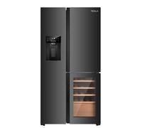 Tesla 529 Litres French Style American Fridge Freezer - Black