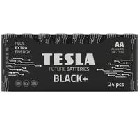 Tesla Batteries Black+ AA Maximum Power Alkaline Batteries, 10- Year Shelf Life, A Long-Lasting Battery Life, Leak-Free, LR06, 24 Count [Pack of 1]
