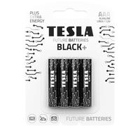 Tesla Batteries Black+ AAA Maximum Power Alkaline Batteries, 10- Year Shelf Life, A Long-Lasting Battery Life, Leak-Free, 4 Count [Pack of 1]