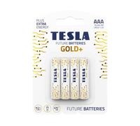 TESLA BATTERIES GOLD+ AAA Maximum Power Alkaline Batteries, 10- Year Shelf Life, A Long-lasting Battery Life, Leak-free, 4 count [Pack of 1]