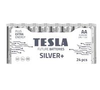 TESLA BATTERIES SILVER+ AA High Performance Alkaline Batteries, Micro Pencil Batteries, 10- Year Shelf Life, A Long-lasting Battery Life, Leak-free, LR06, 24 count [Pack of 1]