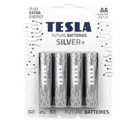 TESLA BATTERIES SILVER+ AA Maximum Power Alkaline Batteries, 10- Year Shelf Life, A Long-lasting Battery Life, Leak-free, LR06, 4 count [Pack of 1]