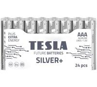 TESLA BATTERIES SILVER+ AAA High Performance Alkaline Batteries, Micro Pencil Batteries, 10- Year Shelf Life, A Long-lasting Battery Life, Leak-free, LR03, 24 count [Pack of 1]