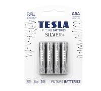 TESLA BATTERIES SILVER+ AAA Maximum Power Alkaline Batteries, 10- Year Shelf Life, A Long-lasting Battery Life, Leak-free, LR03, 4 count [Pack of 1]