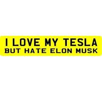 Tesla hate elon musk sticker Mini Number plate stlye/shape 200mm x 40mm car van bike etc. vinyl decal
