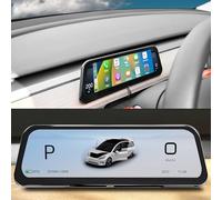 Tesla Heads Up Display for Model Y 2019-2024 & Model 3 2017-2023 - 9.66" HUD Screen Anti-Glare with Wireless CarPlay/Android Auto, Blind Spot Alerts, Battery Sync, Dashboard Data Sync