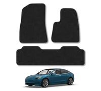 Tesla Model 3 (2017+) Car Mats Accessories Tailored Fit Carpet Floor Mats Non Slip Grey Trim Accessory Compatible Front Rear Set Anti Slip Full Coverage Granulated Backing Hand-Finished