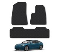 Tesla Model 3 (2017+) Rubber Car Mats Accessories Tailored Fit Compatible Accessory Waterproof Protection Non-Slip Floor Mats Full Coverage Durable Front Rear Set Coverage