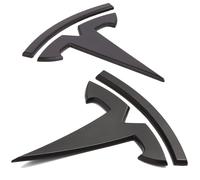Tesla Model 3 Emblem Accessories Front Trunk Rear Trunk Logo Cover Sticker Badge Decals 2Pcs/Set (Black)