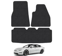TESLA MODEL S (2012-2022) Car Mats Accessories Tailored Fit Carpet Floor Mats Non Slip Black Trim Full Coverage Compatible Accessory Front Rear Set Anti Slip Granulated Backing Hand-Finished