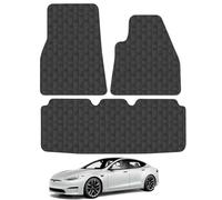 TESLA MODEL S (2012-2022) Heavy Duty Thick Rubber Car Mats Accessories Tailored Fit Front Rear Set Compatible Accessory Waterproof Durable Non-Slip 5mm Full Coverage Protection