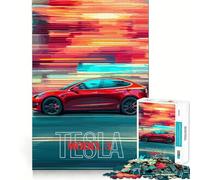 Tesla Model Speed Jigsaw Puzzles 1000 Pieces for Adults Reason Skill Toy Calm Relax Exact Cut Heartfelt Gift (38x52cm)